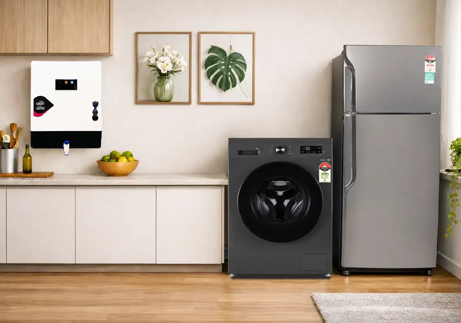 Double Door Fridge, Front Load Washing Machine and RO Combo Double Door Fridge, Front Load Washing Machine and RO Combo